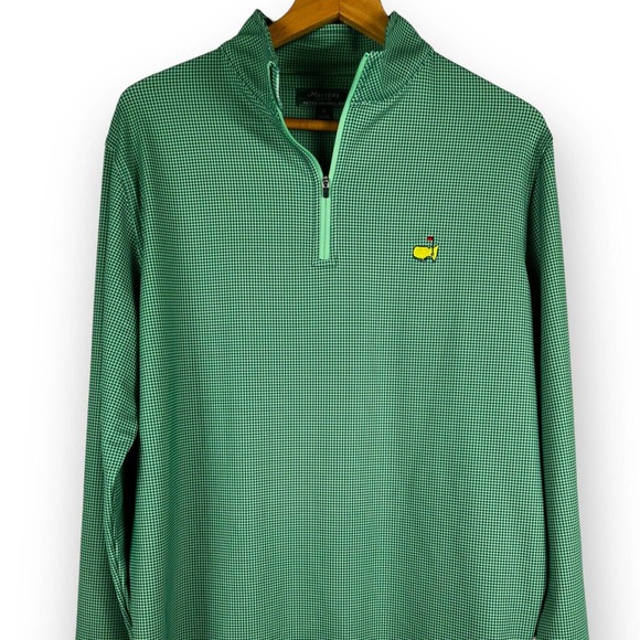 Peter Millar Other - Masters Peter Millar Medium Green Houndstooth Long Sleeve 1/4 Zip Pullover Shirt